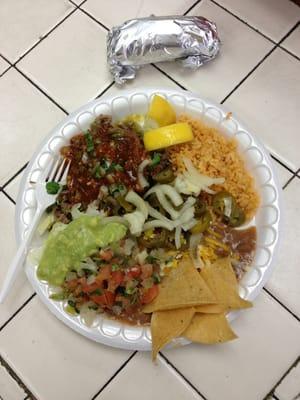 Carne Asada combo plate: $6.75!