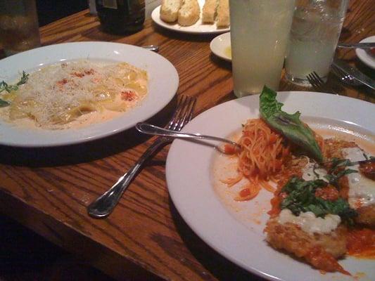 Chicken Parmigiana and Lobster Ravioli