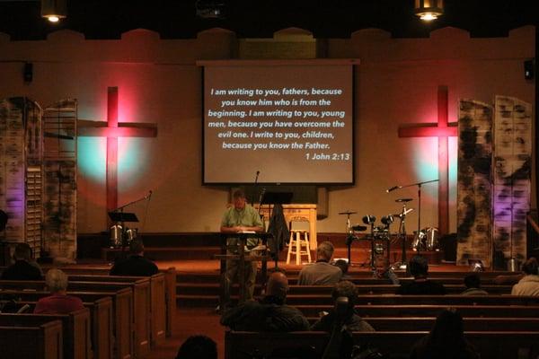 Pastor/Elder Ricky Aulds preaching on a Sunday morning.