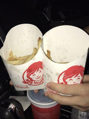 I ordered three large fries at the take out window. This is what they looked like. Shameful.