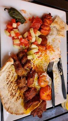 Combo kebab plate. 3 different  skewers. So so good