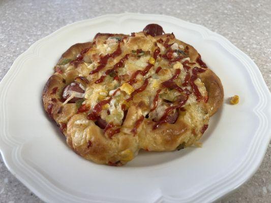 Korean style pizza savory bread.