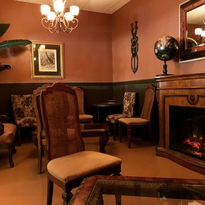 Dean's Dean. A great cozy room to enjoy a glass of wine, appetizers or desserts.