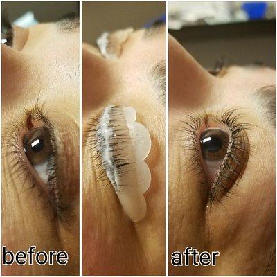 Lash lift before & after