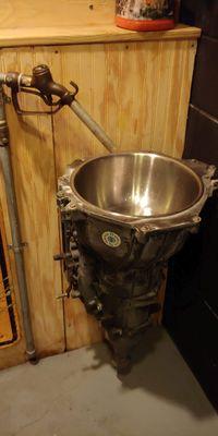 Ever seen a transmission repurposed to a bathroom sink?