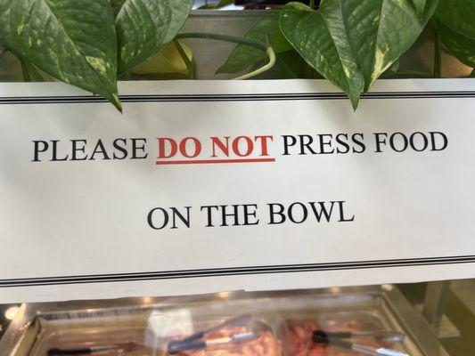 This is the sign over the food preparation area