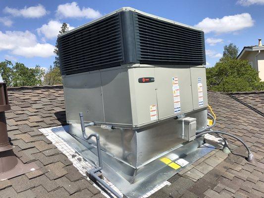 New curb and new Trane 15 seer unit, the roofer will re-shingle around the new unit. Excellent improvement to the home.