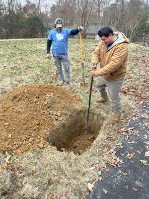 Digging to fix problem