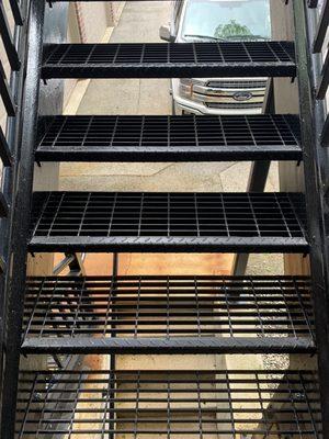 Replaced 48 diamond plate stair treads with 48 bar grating stair treads.