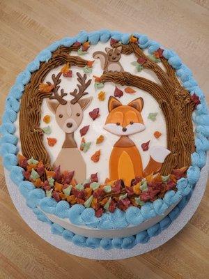 Woodland Creatures Baby Shower Cake