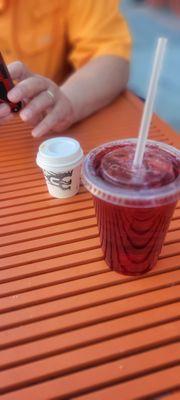 Cappuccino and Hibiscus tea