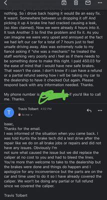 Email and response from the owner.