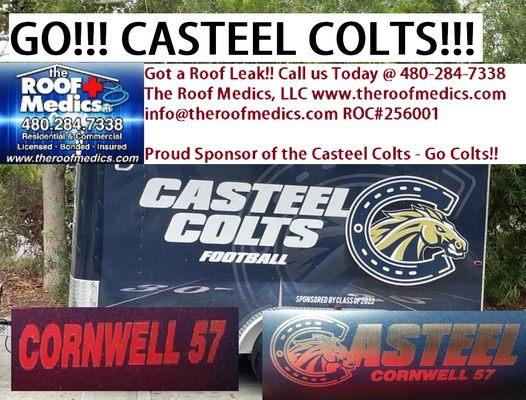 Proudly Sponsoring the Casteel Football Team 2022-2023 Football Season. Go Colts!! Go #57-Cornwell... Got a Leak Call us @ 480-284-7338