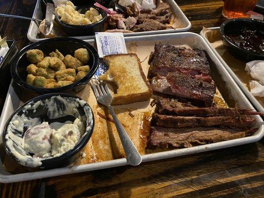 What was left after trying everything. The best thing was the tea and the "potato salad" the ribs were literally inedible.