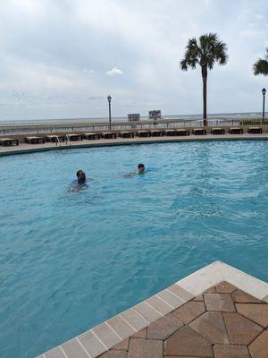 The in-door out-door pool ( I promise there is an inside part to swim to!)