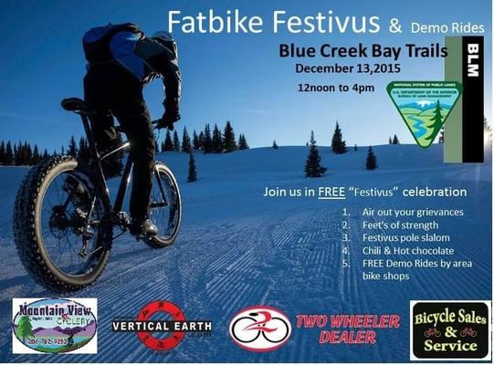 Never before have 4 bike shops been at one location providing over 5 different models of fat(snow) bikes to ride.