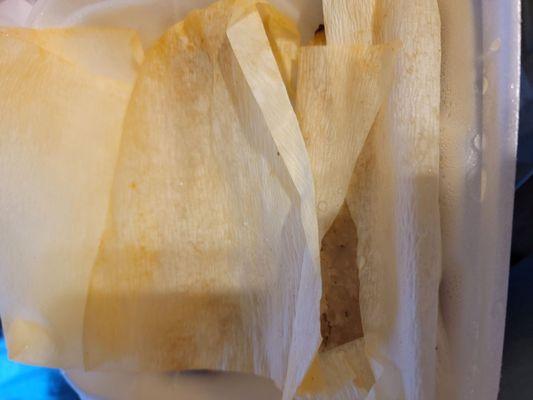 Opened up 2 of 4 packages of Tamales- look at this