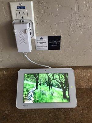 Qolsys Panel can be mounted on the wall or portable around the house.