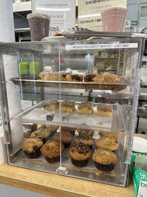 Cinnamon rolls Coffee Cake Blueberry, Banana Nut, and Chocolate chip muffins