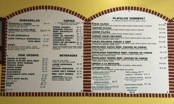 updated menu photo - October 2023