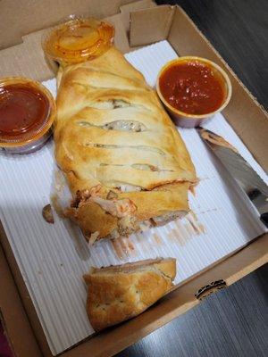 Italian sausage and mushroom Stromboli