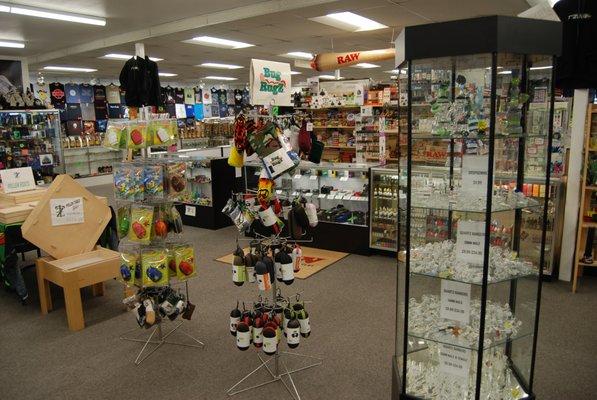 Large selection of smoking supplies.