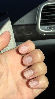 I'll let my nails speak for itself. This was a gel manicure removal and a regular manicure.