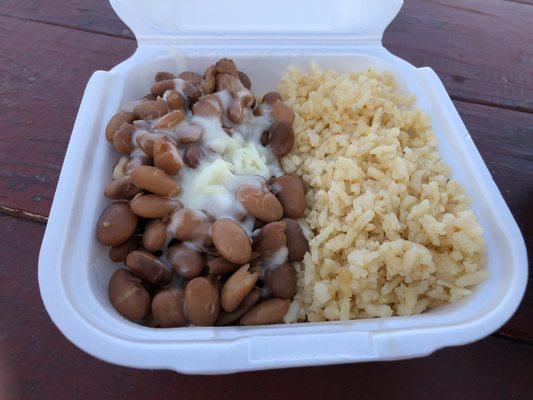 Whole pot beans with really good rice.