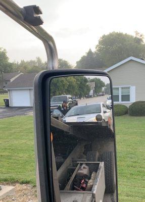 Car being towed,tire came off while driving