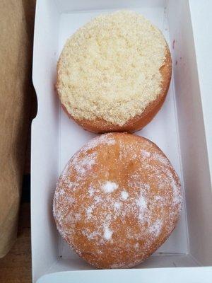 Apple crumb and jelly-filled donuts.......large and heavenly