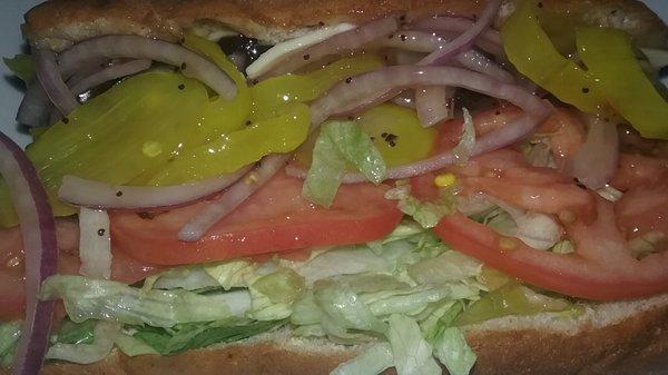 veggie on wheat with American cheese, very good. only this sandwich for me at Subway, Their meat gives me the eebie jeebies