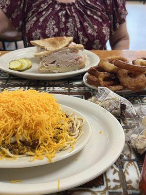 Turkey sandwich and onion rings