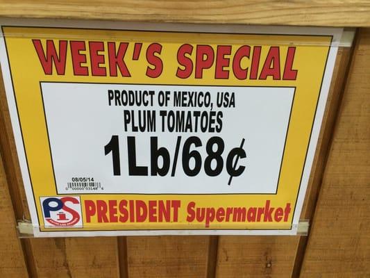 Excellent looking Roma tomatoes for 68 cents a pound!