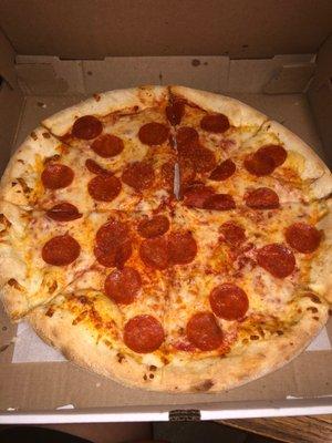 Large pizza with pepperoni