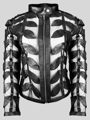 SPRING NETTED BLACK LEATHER JACKET