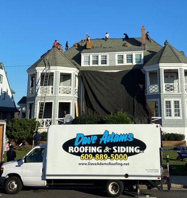 Dave Adams Roofing & Siding work truck.