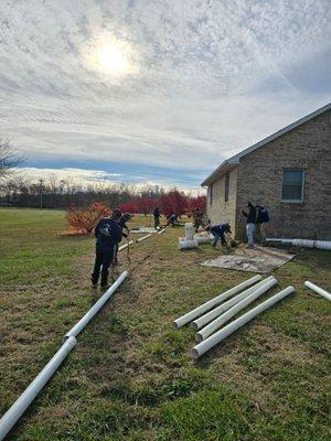 Installation of an extended gutter downspout