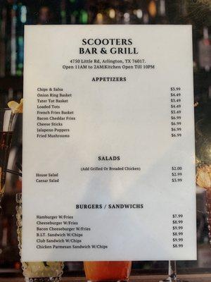 New menu as of Jan 2021