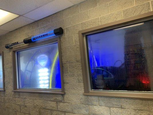 Car wash area windows