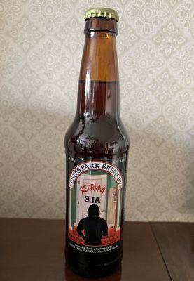 Estes Park Brewery Redrum Ale, purchased at Bart's, photographed at the Stanley Hotel