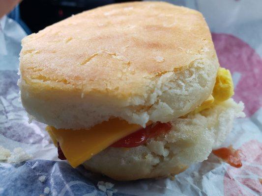 Cheese, egg, bacon and biscuit