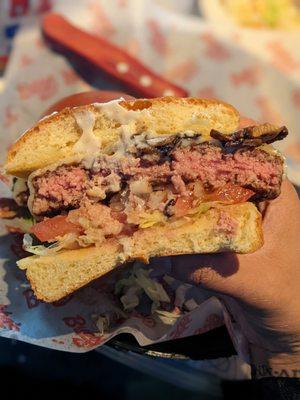 Inside the shroom burger