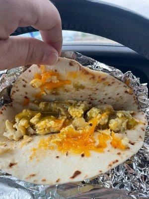 Potatoe, egg and cheese taco