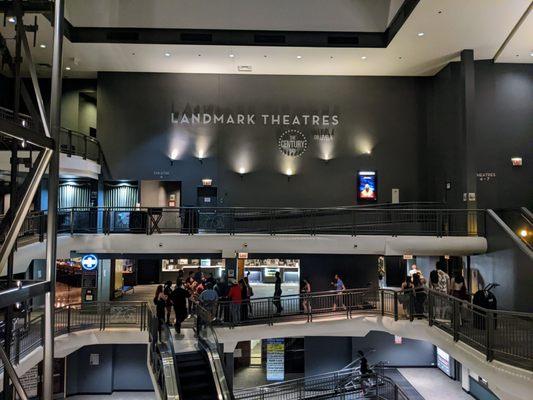 Interior lobby with ramps and escalators