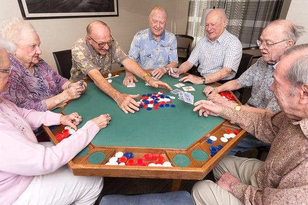 Residents playing poker