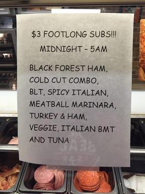 $3 Footlong Subs