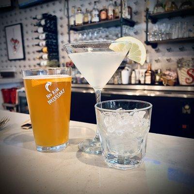 Shock top and a lemon drop.