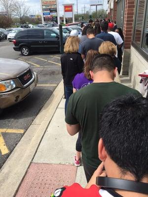 The line for $1 sandwiches.