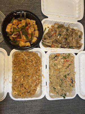 Takeout including Pad Thai and Basil Fried Rice