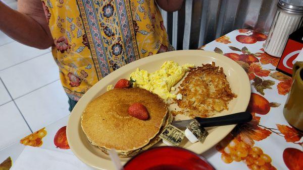 Pancakes, Eggs, Hashbrowns